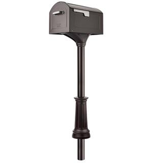 Architectural Mailboxes Centennial Rubbed Bronze Extra Large Steel Mailbox and Decorative Post Combo Kit 950080RZ-10