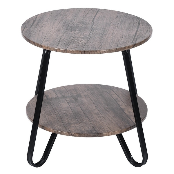 Small Round End Table with Storage