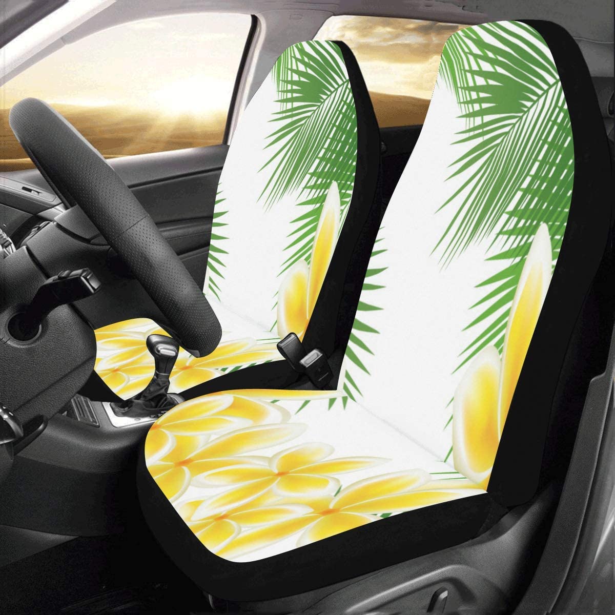 KXMDXA Set of 2 Car Seat Covers Funny Hawaiian Hibiscus Flowers Universal Auto Front Seats Protector Fits for Car，SUV Sedan，Truck