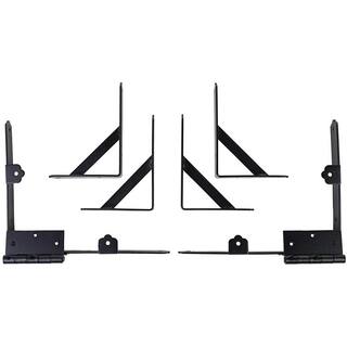 NUVO IRON Black Galvenized Steel Gate Corner Frame Brace and Hinge Kit (8-Piece) GCBHK01