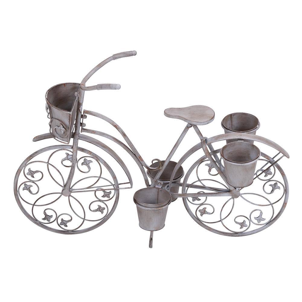 Litton Lane Silver Iron 5-Planter Bicycle Stand 68767