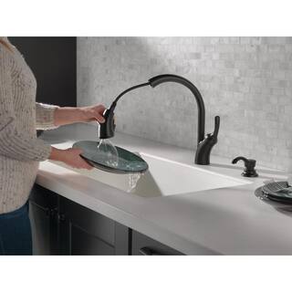 Delta Shiloh Single-Handle Pull-Out Sprayer Kitchen Faucet with ShieldSpray in Matte Black 19790Z-BLSD-DST