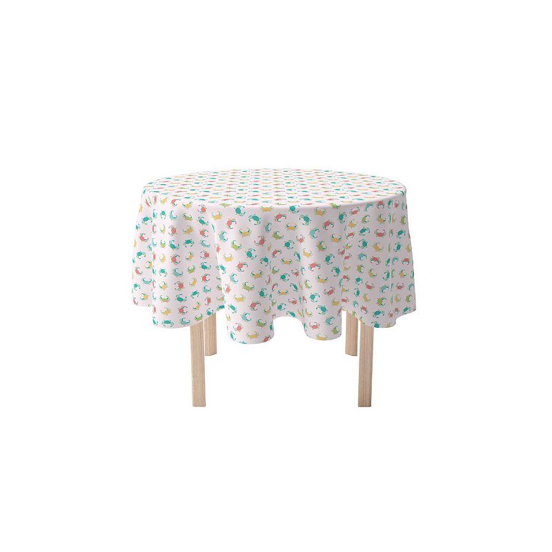 Round Tablecloth， 100% Cotton， 60 Round， Colorful Crabs