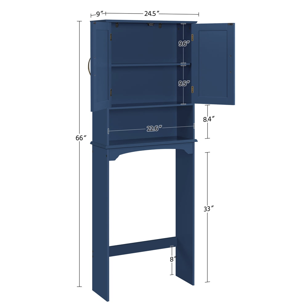 SMILE MART Wooden Over-the-Toilet Bathroom Storage Cabinet for Bathroom, Navy Blue