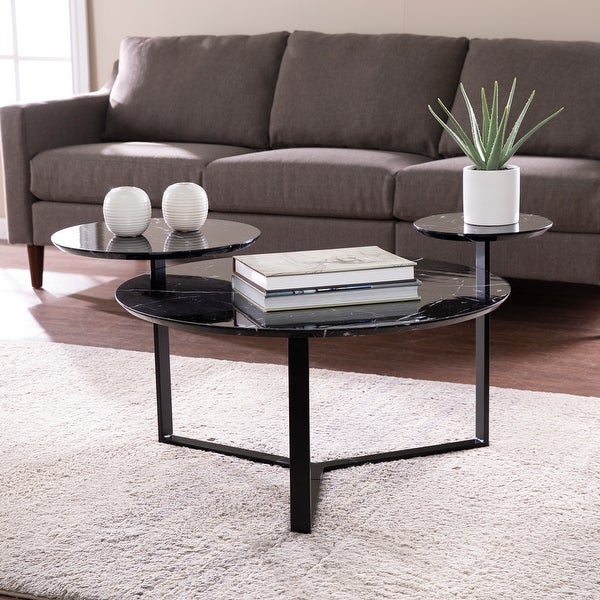 SEI Furniture Saxton Contemporary Black Stone Coffee Table