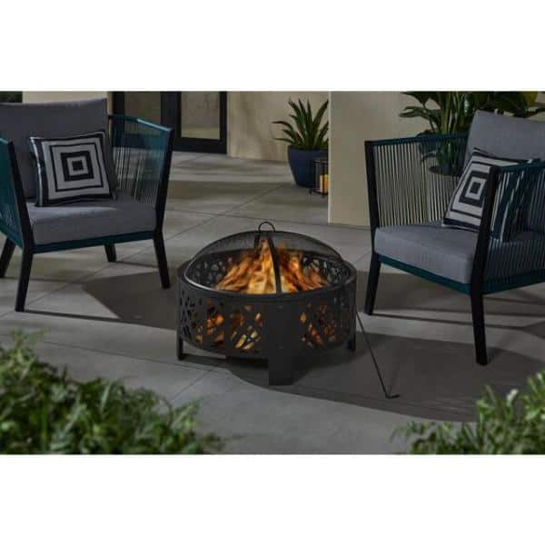 Hampton Bay 30 in. Outdoor Steel Wood Burning Black Fire Pit FT-61606