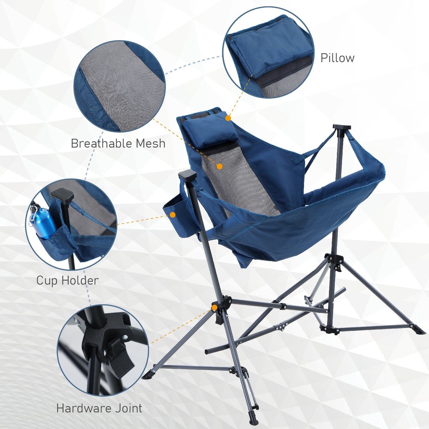 Alpha Camp Hammock Camping Chair Folding Rocking Chair with Headrest & Cup Holder, Supports up to 300Lbs