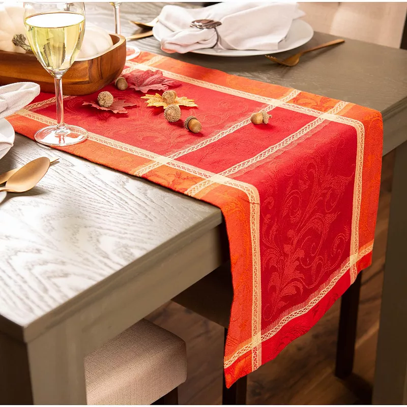 108 Red and Orange Harvest Wheat Table Runner