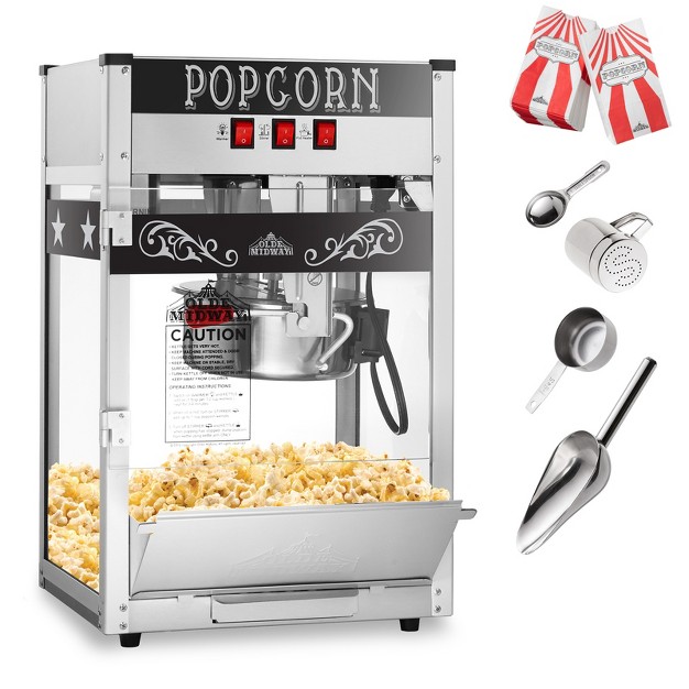 Olde Midway Commercial Popcorn Machine Bar Style Popper With 8 Ounce Kettle