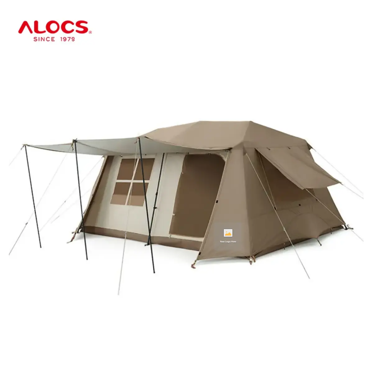 Alocs Portable Custom Large Outdoor Glamping 2 Bedrooms Family Tents Waterproof Foldable Camping Accessories Automatic Tent