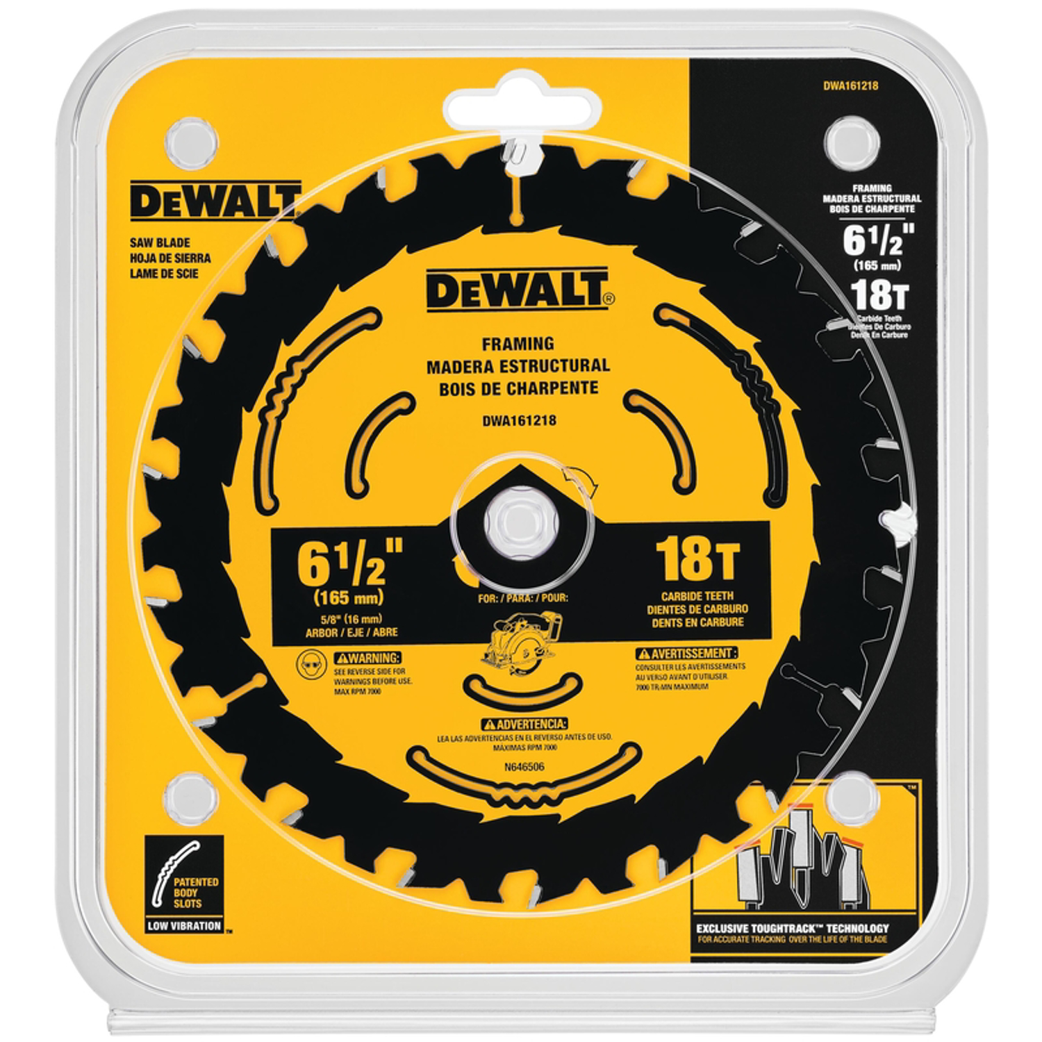 DW 6-1/2 in. D X 5/8 in. Tungsten Carbide Circular Saw Blade 18 teeth 1 pk