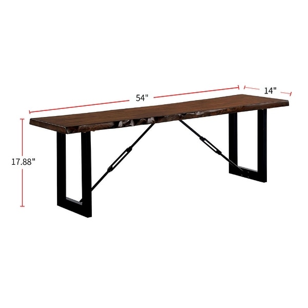 Metal Bench in Walnut Finish