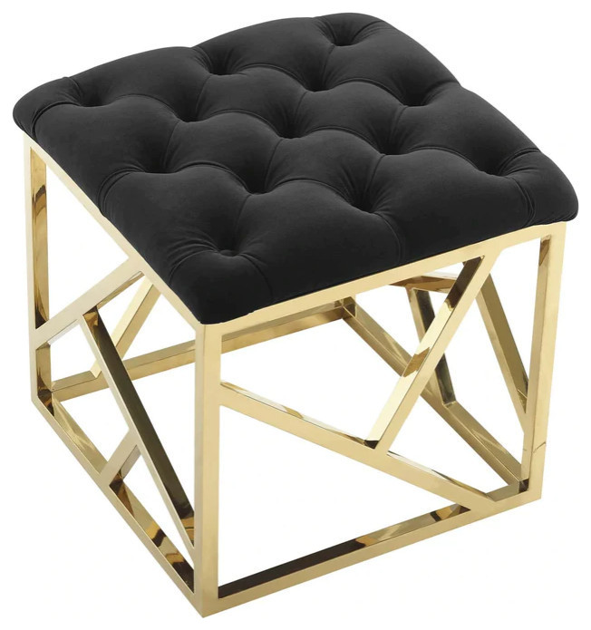 Piper Black Gold Ottoman   Contemporary   Footstools And Ottomans   by V.S.D Furniture  Houzz