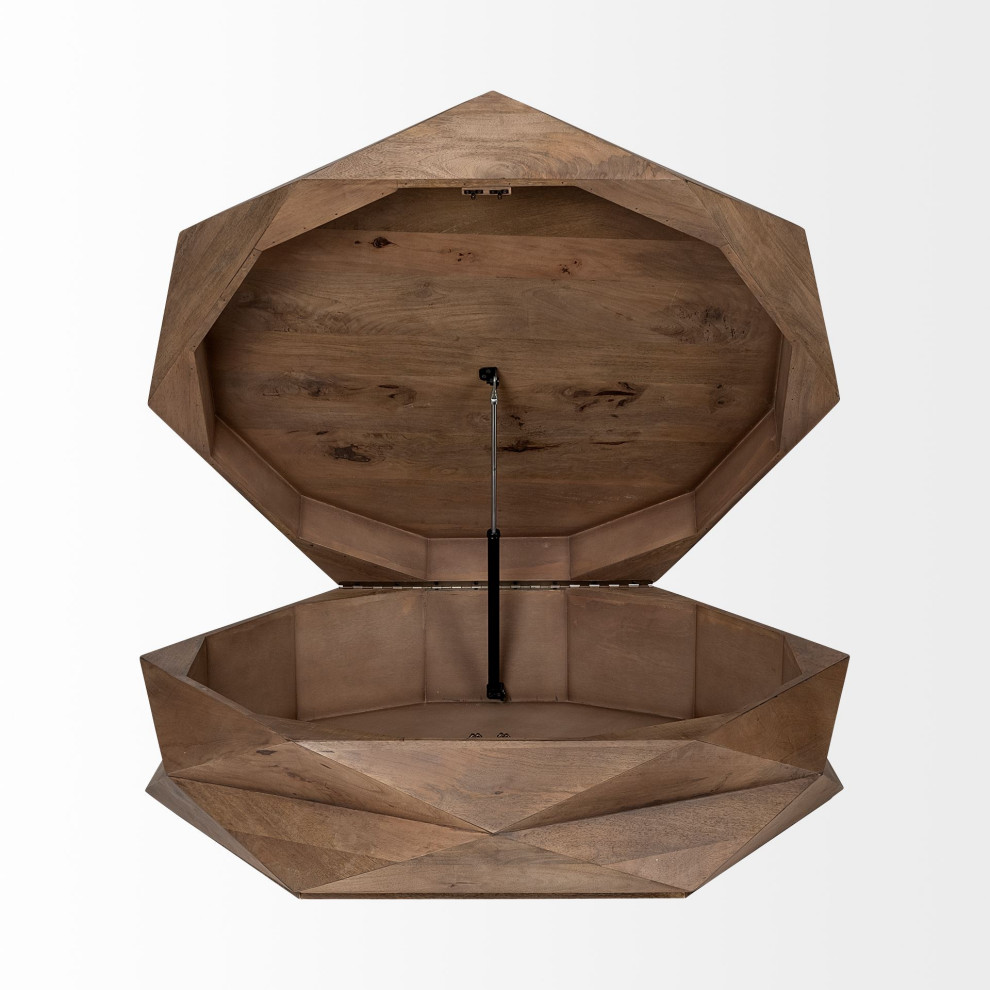 Arreto Medium Brown Solid Wood w/Storage Hexagonal Coffee Table   Transitional   Coffee Tables   by Mercana  Houzz