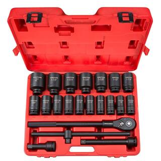 TEKTON 34 in. Drive 78-2 in. 6-Point Deep Impact Socket Set (22-Piece) 48995