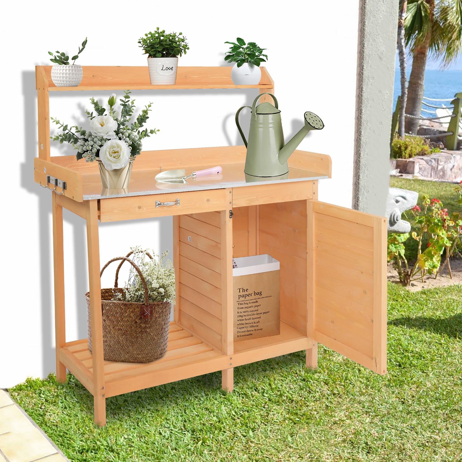 Winado Garden Workbench With Drawers And Cabinets