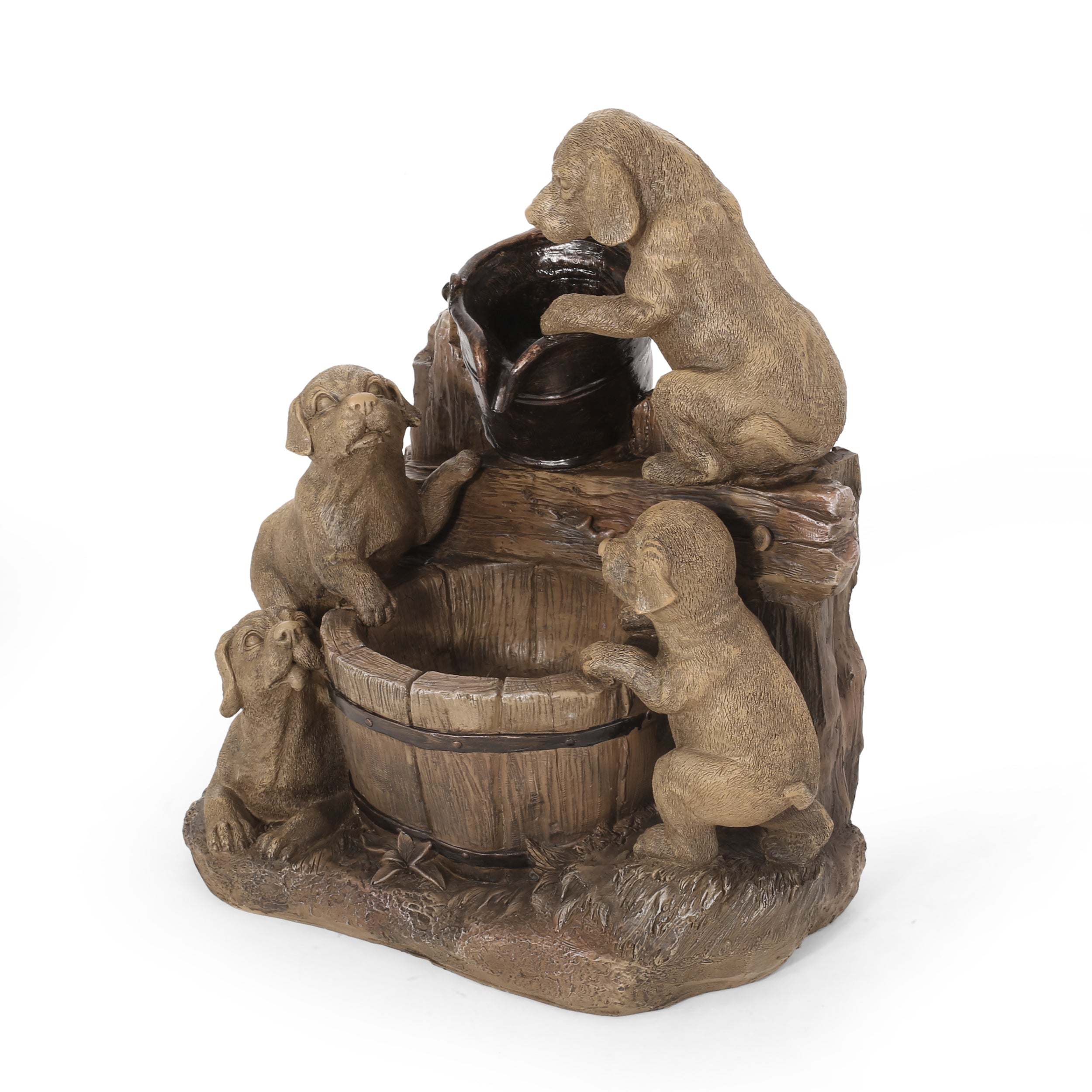 Tignall Outdoor Puppy Fountain, Light Brown