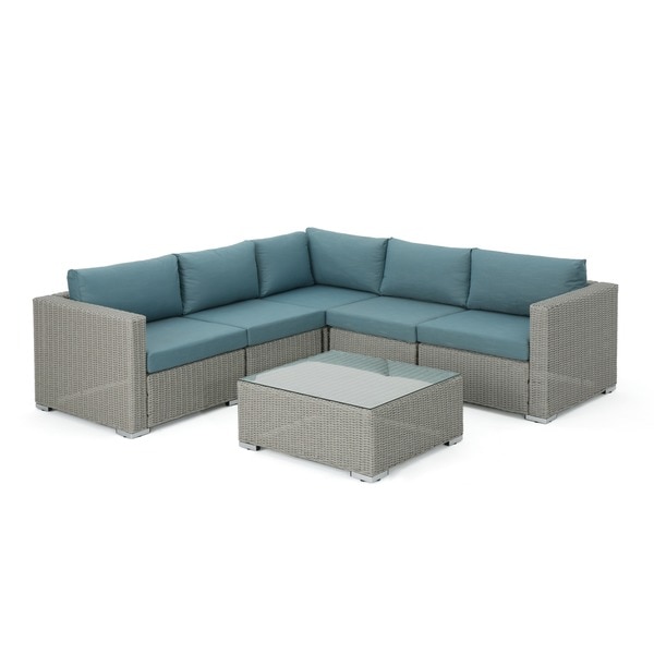 Santa Rosa Outdoor 6piece Wicker Seating Sectional Set with Cushions by Christopher Knight Home