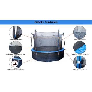 Kinertial 15 ft. Trampoline with Dual Enclosure Net Heavy-Duty Jumping Mat and Foam Padded Springs ASTM Approved 850008244551