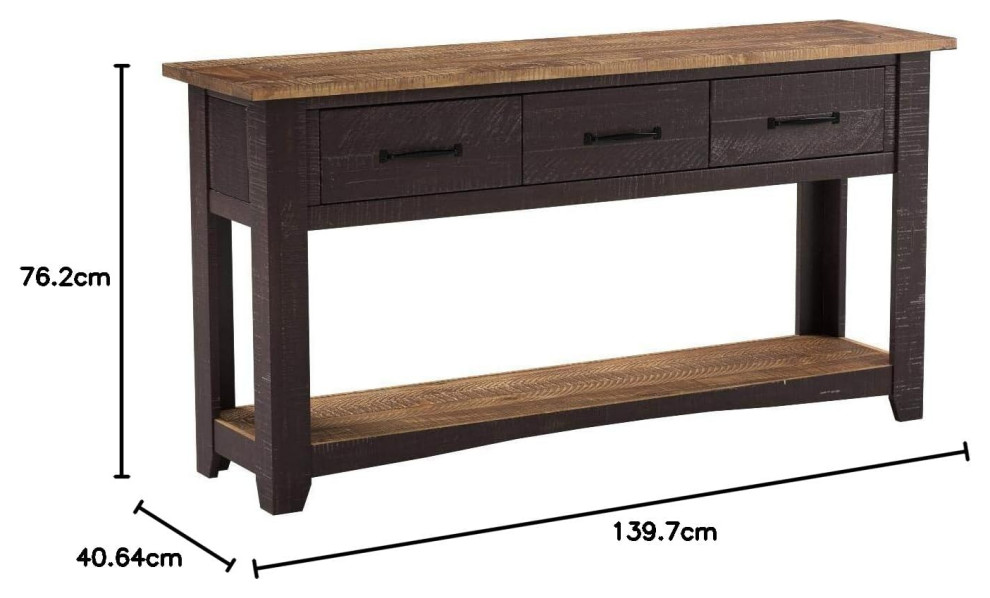 Console Table  Saw Marked Pine Frame  amp3 Drawers   Farmhouse   Console Tables   by Decor Love  Houzz