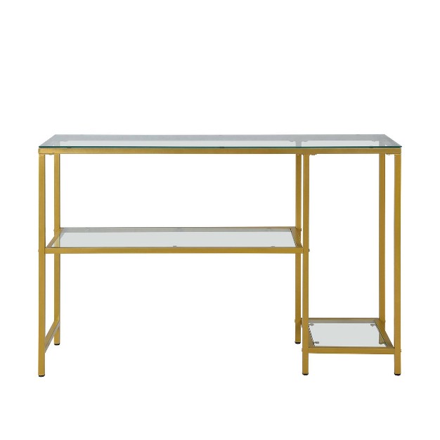 Rayna Console Table With Shelves Gold Carolina Chair amp Table