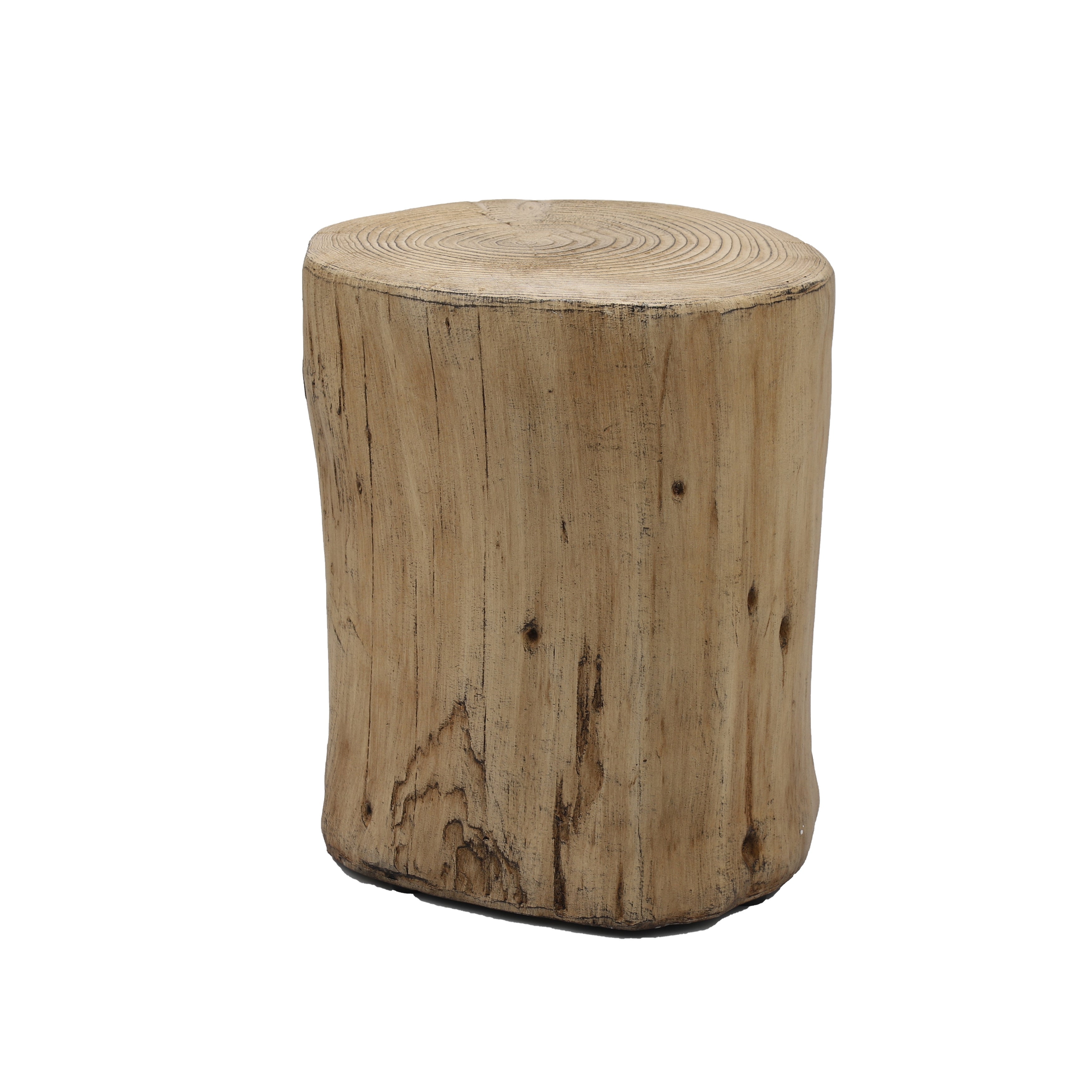 Outdoor Faux Wood Stump Side Table Coffee Table， Side Table， End Table Accent Table Round Light Brown