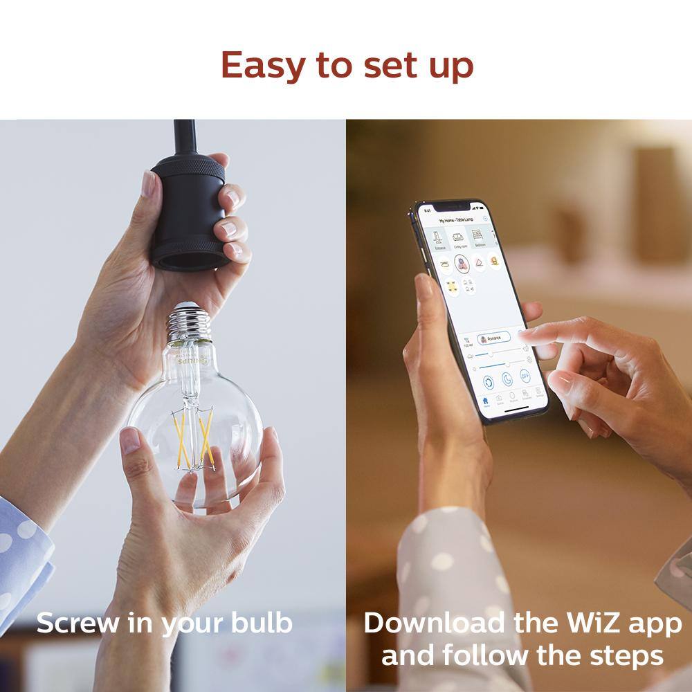 Philips Soft White G25 LED 40-Watt Equivalent Dimmable Smart Wi-Fi Wiz Connected Wireless Light Bulb (2-Pack) 555532