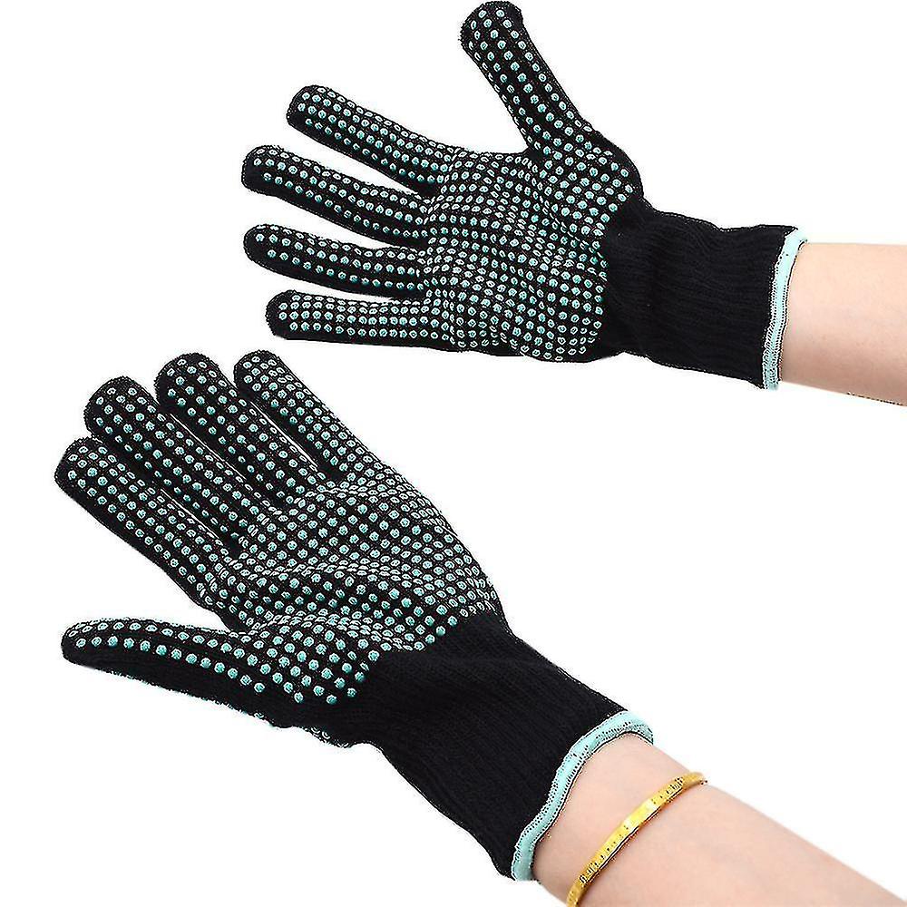 1pair Heat Resistant Gloves With Silicone Bumps， Heat Proof Gloveblack