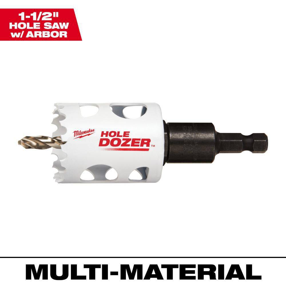 MW 1-12 in. Hole Dozer Bi-Metal Hole Saw with 38 in. Arbor  Pilot Bit 49-56-9665