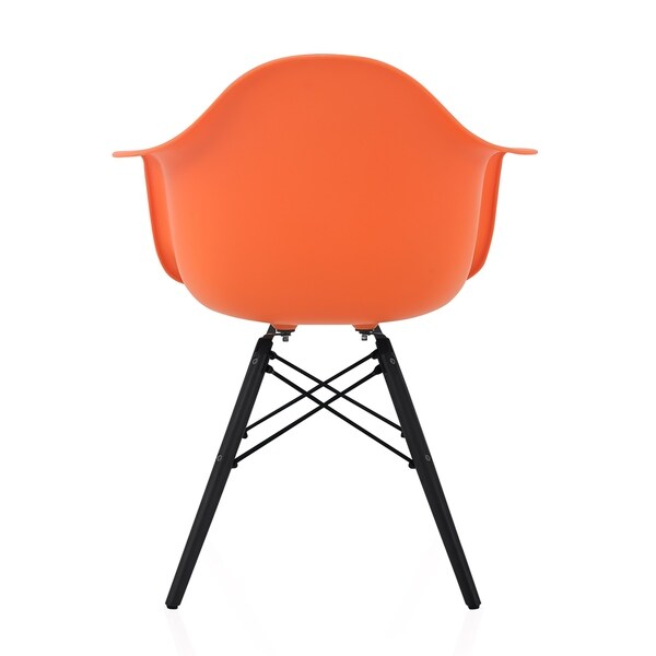 CozyBlock Scandinavian Orange Molded Plastic Dining Arm Chair with Black Wood Eiffel Legs