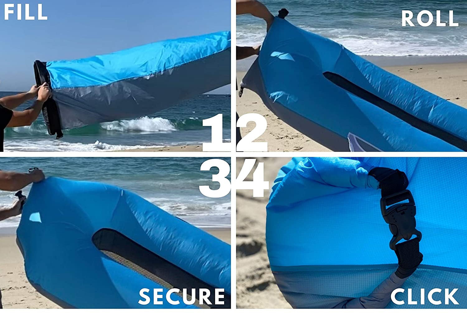 Cool Home Goods Inflatable Airchair Lounger Sofa， Waterproof Ripstop Nylon for Pool Float， Beach， Festival， Backyard and Outdoor Use， Lightweight and Portable-Blue