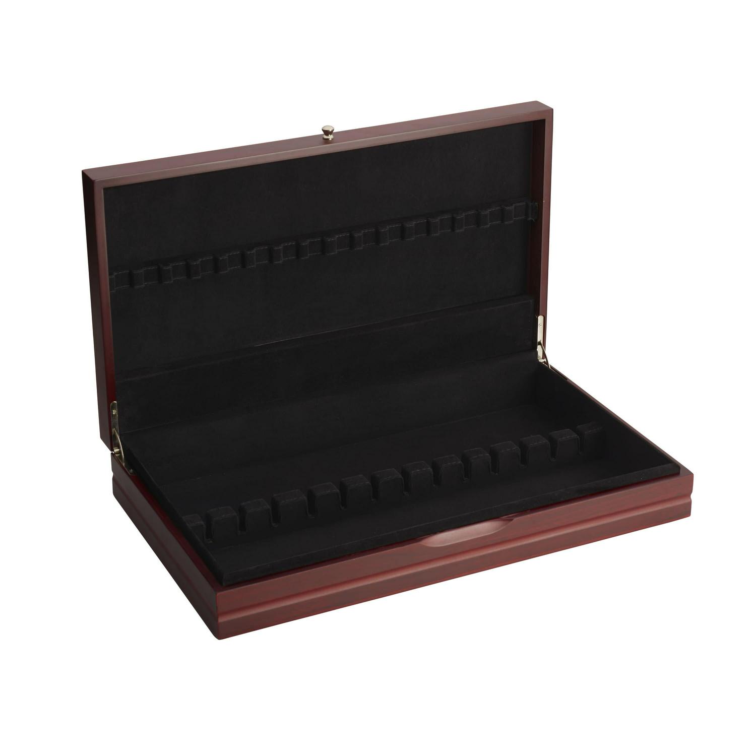 Wallace 19-inch Dark Walnut Flatware Storage Chest， Flatware Not Included