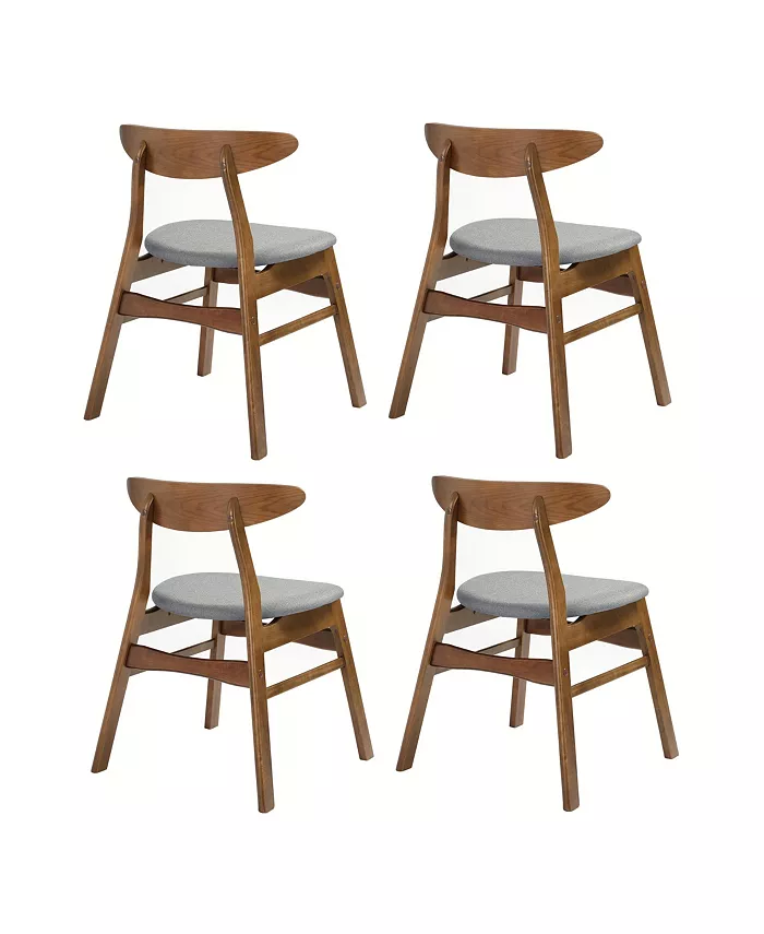 WestinTrends Mid Century Modern Solid Wood Upholstered Dining Side Chair (Set of 4)