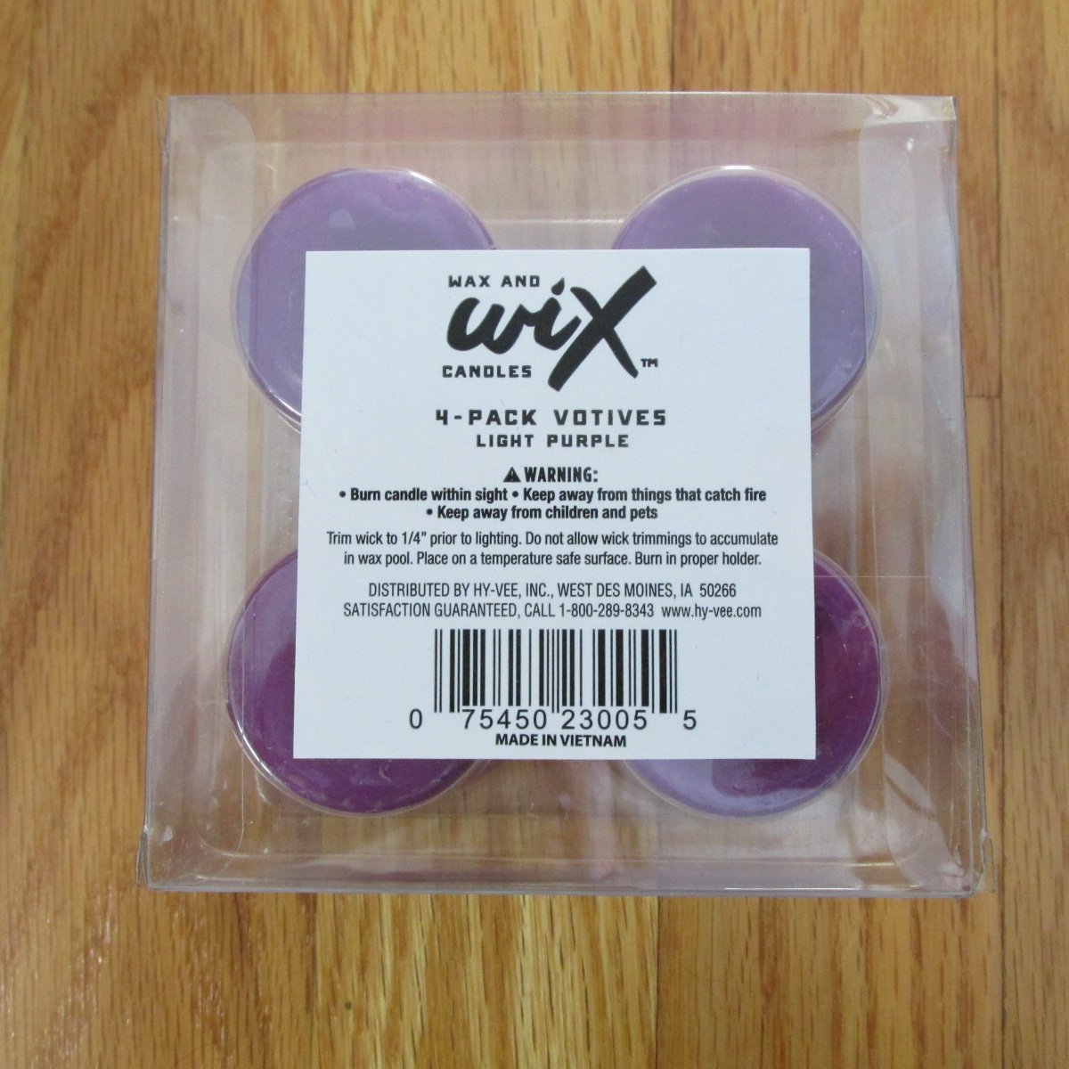 WAX AND WIX 4 PACK VOTIVE CANDLES LIGHT PURPLE UNSCENTED NEW