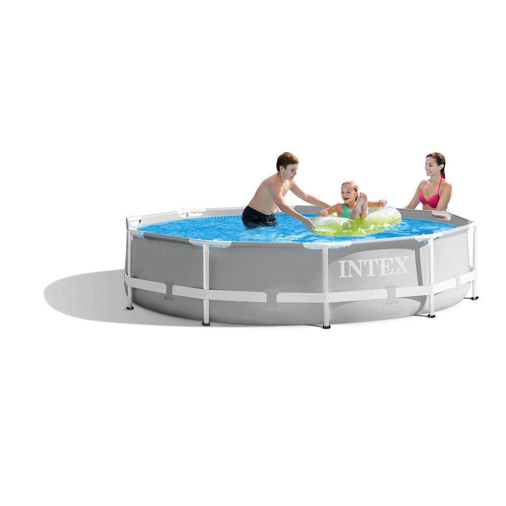 INTEX 10 ft. x 30 in. Prism Frame Steel Above Ground Outdoor Swimming Pool 26700EH