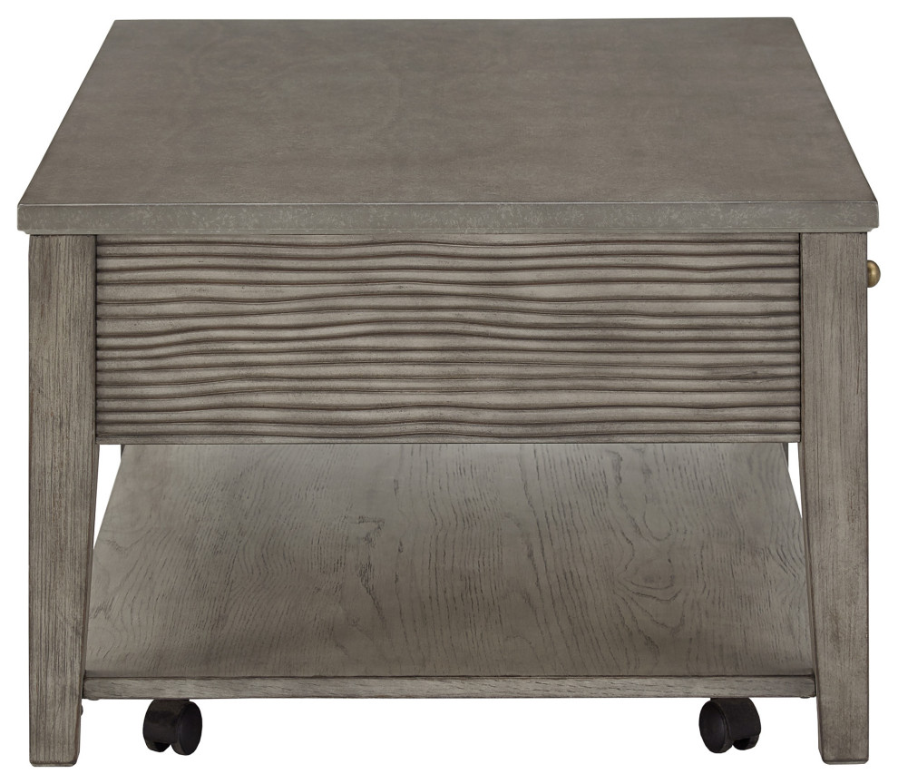 Lunenburg Antique Grey Finish Grey Fiber Cement Coffee Table with Self   Modern   Coffee Tables   by Inspire Q  Houzz