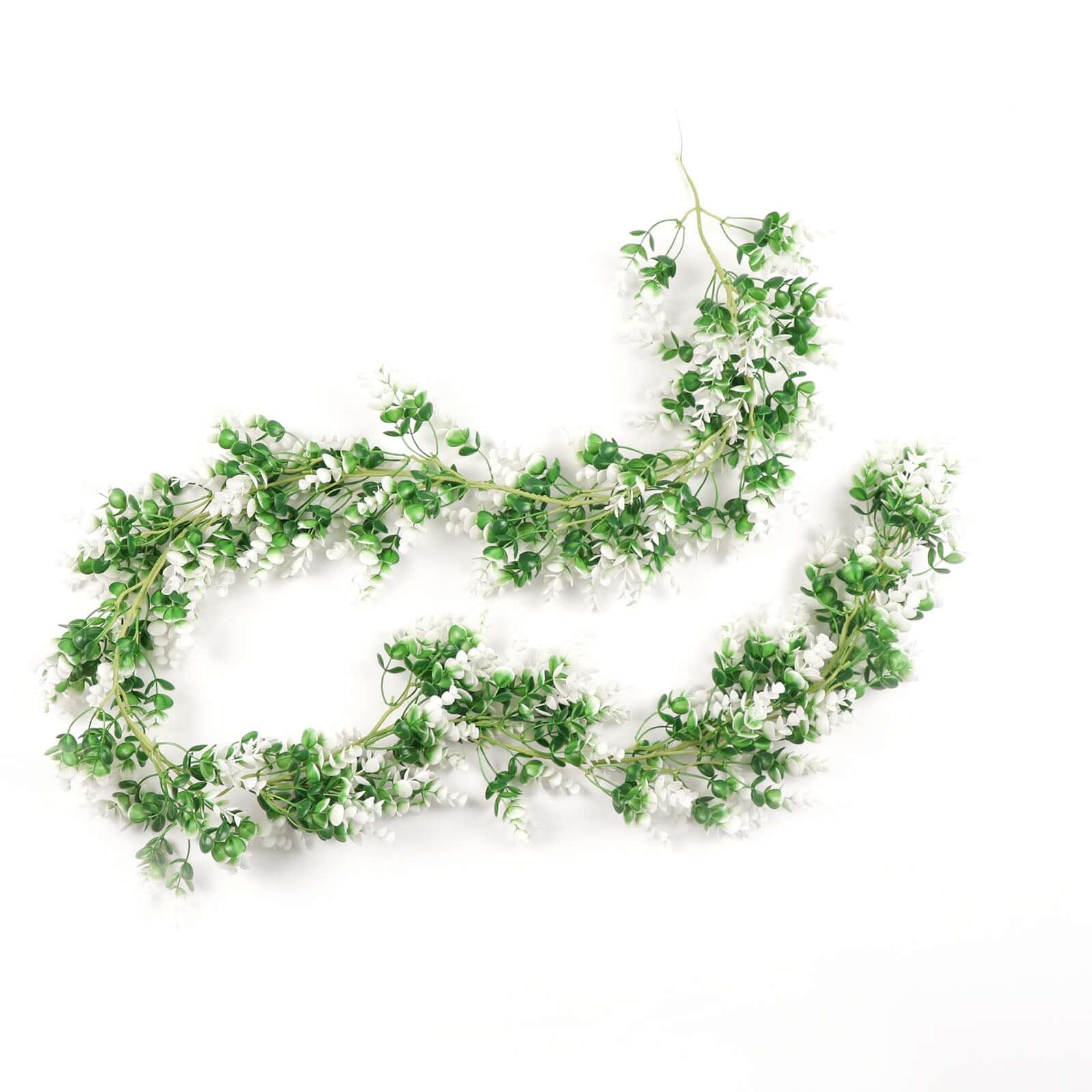 White / Green Artificial Eucalyptus Leaf Table Garland, Real Touch Hanging Greenery Vine 6ft