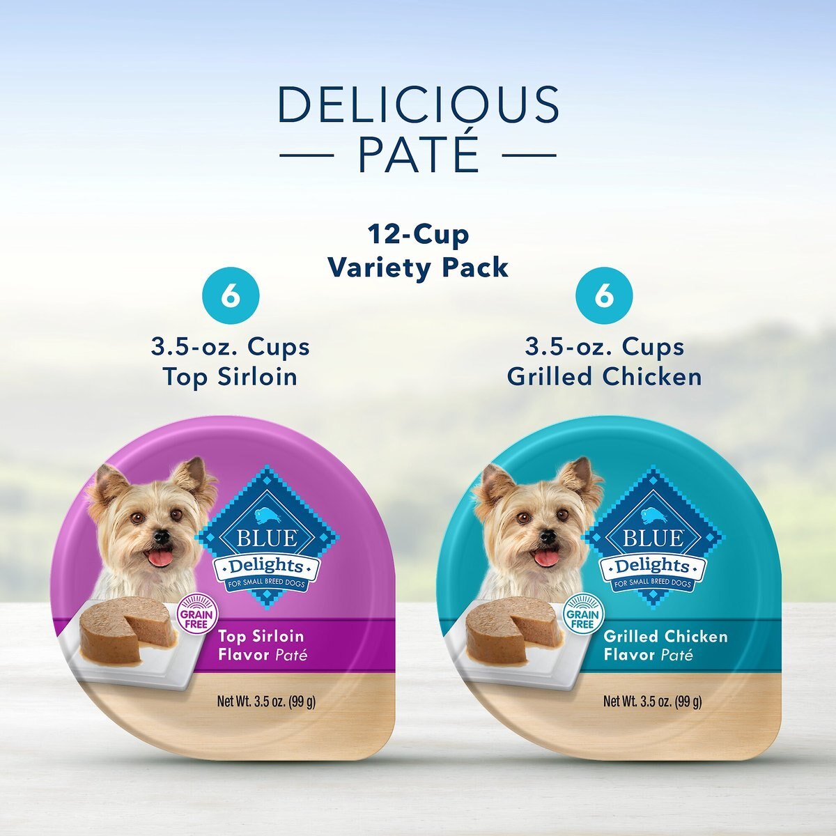 Blue Buffalo Divine Delights Pate Variety Pack Top Sirloin and Grilled Chicken Flavor Dog Food Trays