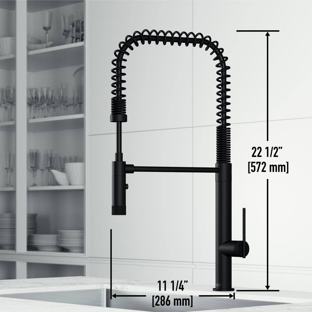 VIGO Sterling Single Handle Pull-Down Sprayer Kitchen Faucet in Matte Black VG02037MB