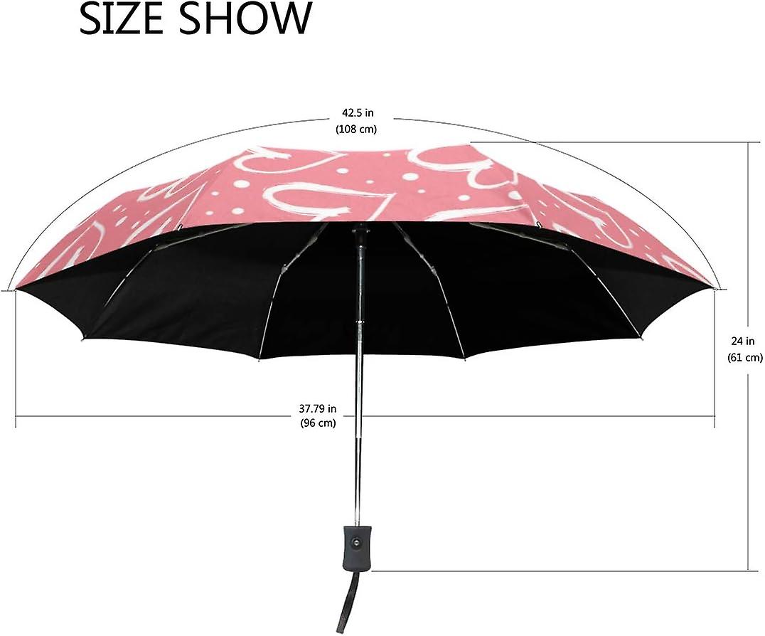 Travel Umbrella Automatic Windproof Foldable Umbrella Beautiful Hearts