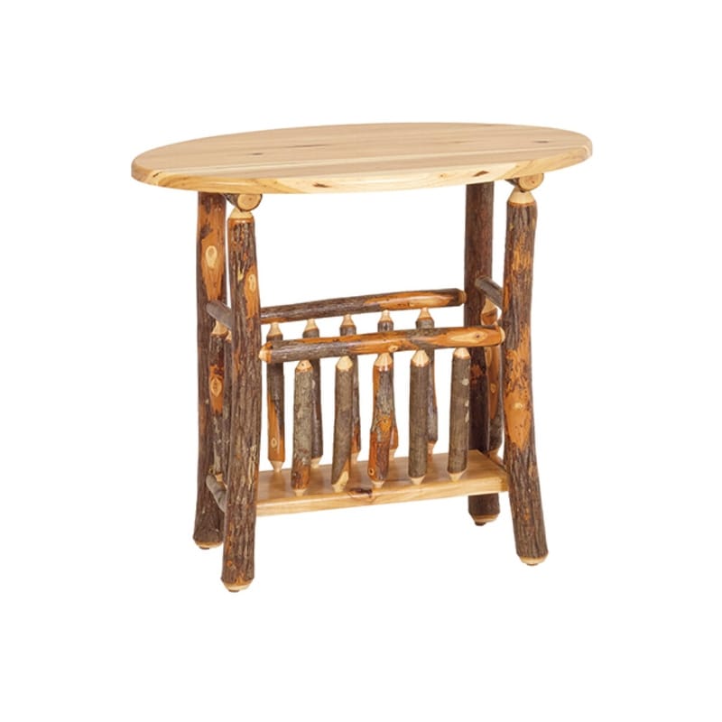 Hickory Log Oval Magazine End Table