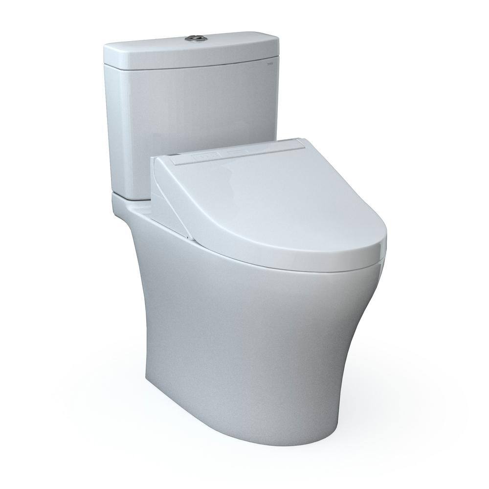 TOTO Aquia IV 2-piece 0.91.28 GPF Dual Flush Elongated ADA Comfort Height Toilet in. Cotton White C5 Washlet Seat Included MW4463084CEMFGN#01