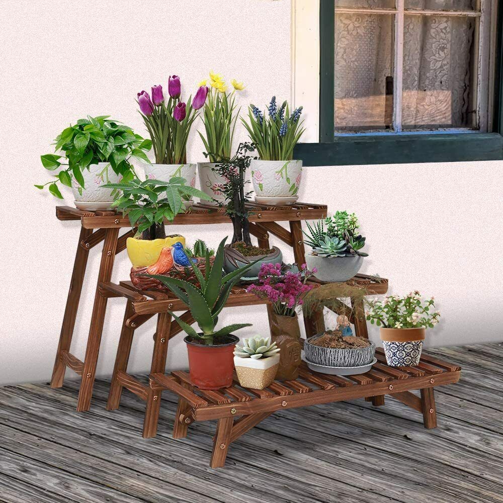 3 Tier Step Corner Shelf Plant Stand Ladder Flower Pot Rack 10 Different Display