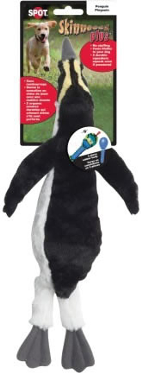 Skinneeez Plush Penguin Plush Dog Toy， 15