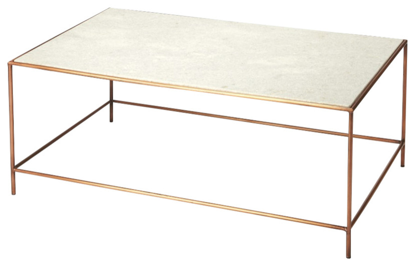 Classic White Marble Coffee Table   Contemporary   Coffee Tables   by HomeRoots  Houzz