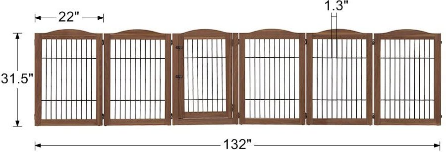 Unipaws 6 Panel Wire Dog Playpen Freestanding Pet Gate