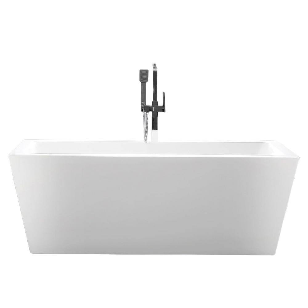 Vanity Art Tarbes 67 in. Acrylic Flatbottom Freestanding Bathtub in WhiteMatte Black VA6814-L-MB