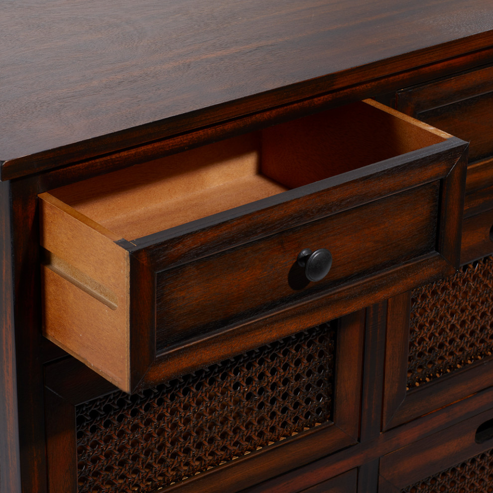 Traditional Brown Wood Storage Unit 90628   Tropical   Accent Chests And Cabinets   by Brimfield  ampMay  Houzz