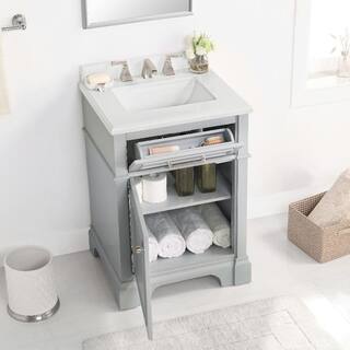 Home Decorators Collection Melpark 24 in. W x 20 in. D x 34.5 in. H Bath Vanity in Dove Gray with White Cultured Marble Top Melpark 24G