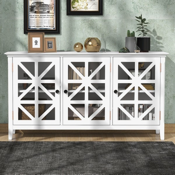 Farmhouse White Entryway Console Table with Adjustable Shelves